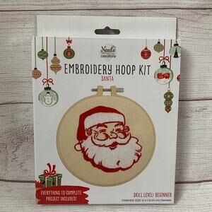 Needle Creations Santa Embroidery Hoop Kit Christmas Holiday Craft 6"D Finished